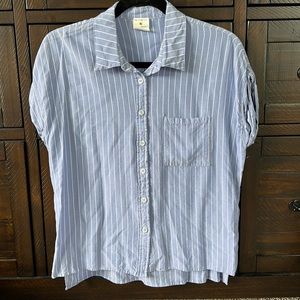 Blue and white striped blouse